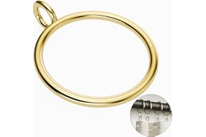 GASRONS 50 Packs Gold Metal Curtain Rings with Eyelets, 1.25 inch Inner Diameter Drapery Rings Apply for Curtain Rods(Fits Up to 1-Inch Rod)