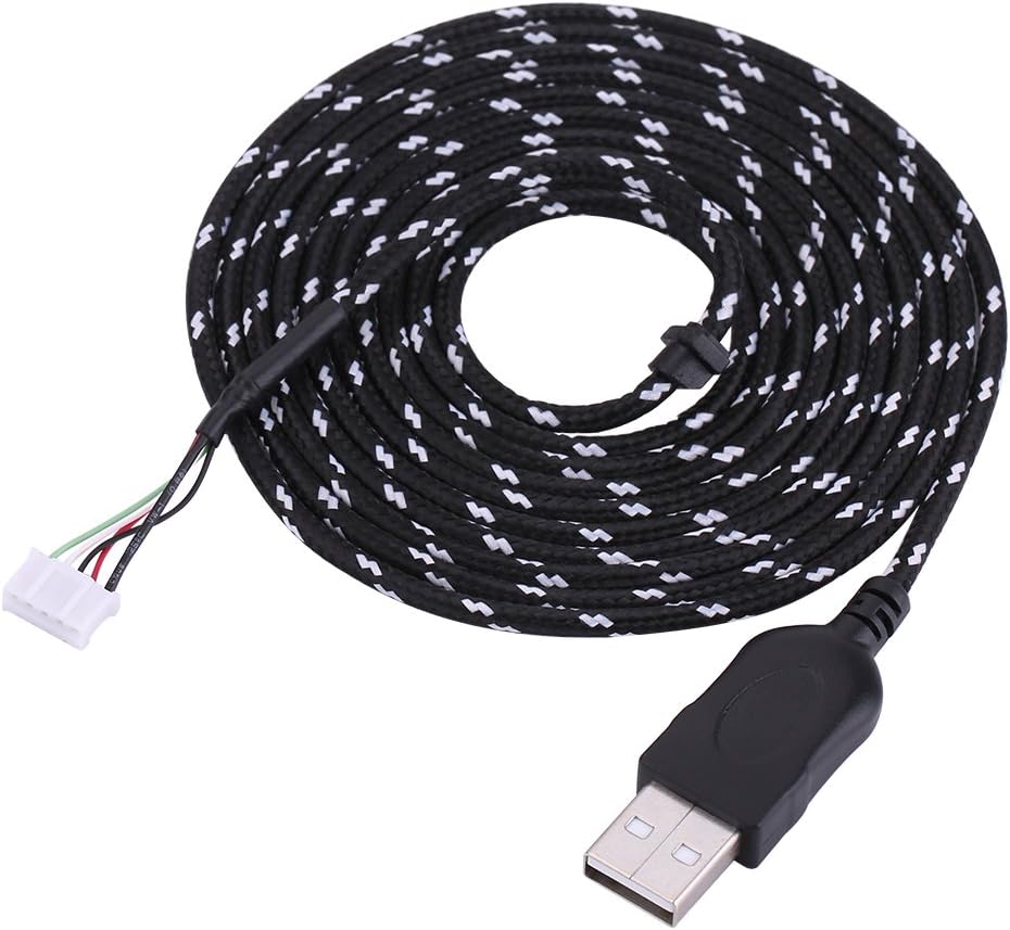 VBESTLIFE, Mouse Cable, 2.2 Meters USB Cable Wire Line Replacement for Steelseries kana Mouse / 6.56ft / /USB Connector (black + white) - Image 3