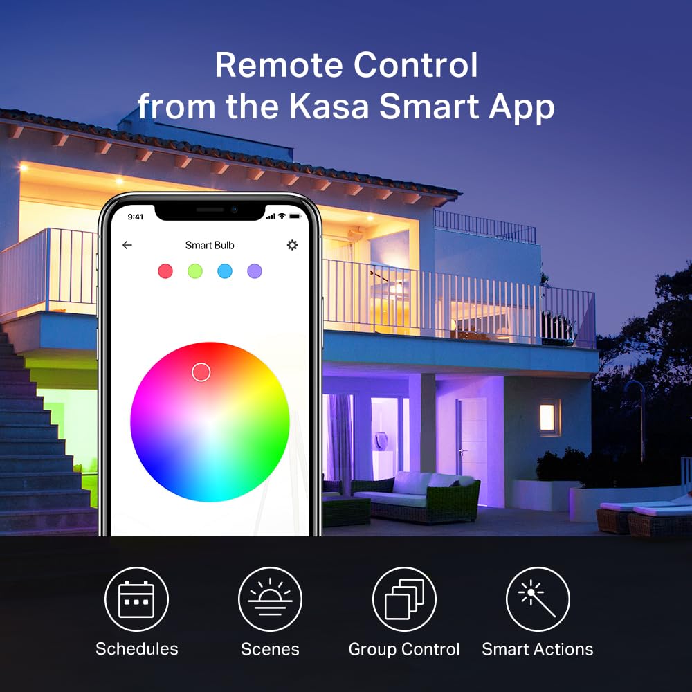 New Kasa Smart Bulb, Full Color Changing Dimmable Smart WiFi Light Bulb Compatible with Alexa and Google Home, A19, 9W 800 Lumens,2.4Ghz only, No Hub Required, 1-Pack (KL125), Multicolor - View 8