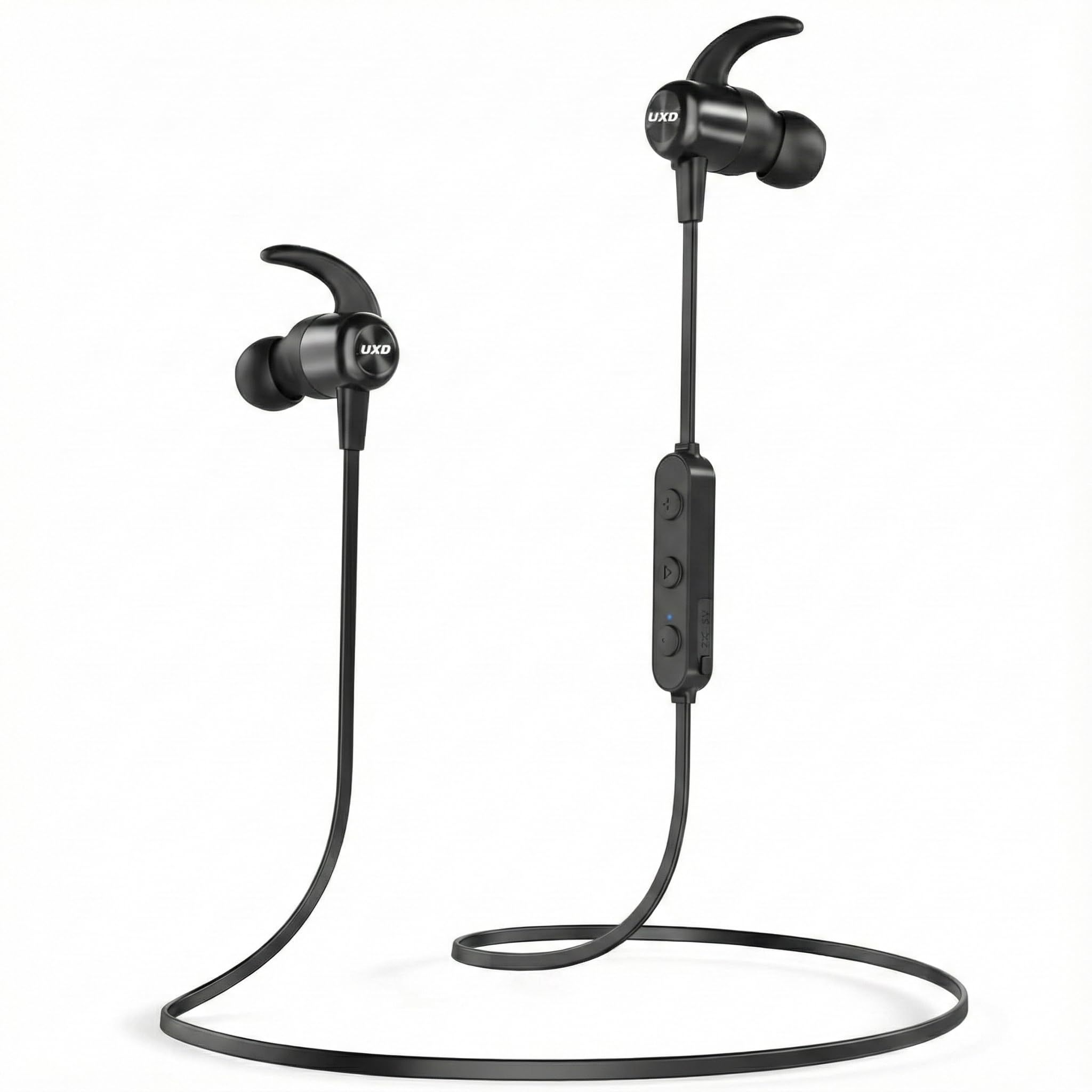 UXD Wireless Bluetooth In Ear Headphones, Noise Cancelling Earbuds with Bluetooth 5.0 & CVC8.0 Mic, IPX7 Waterproof, Magnetic Design - 20H Playtime for Gym, Running, Cycling, Sports (Black)