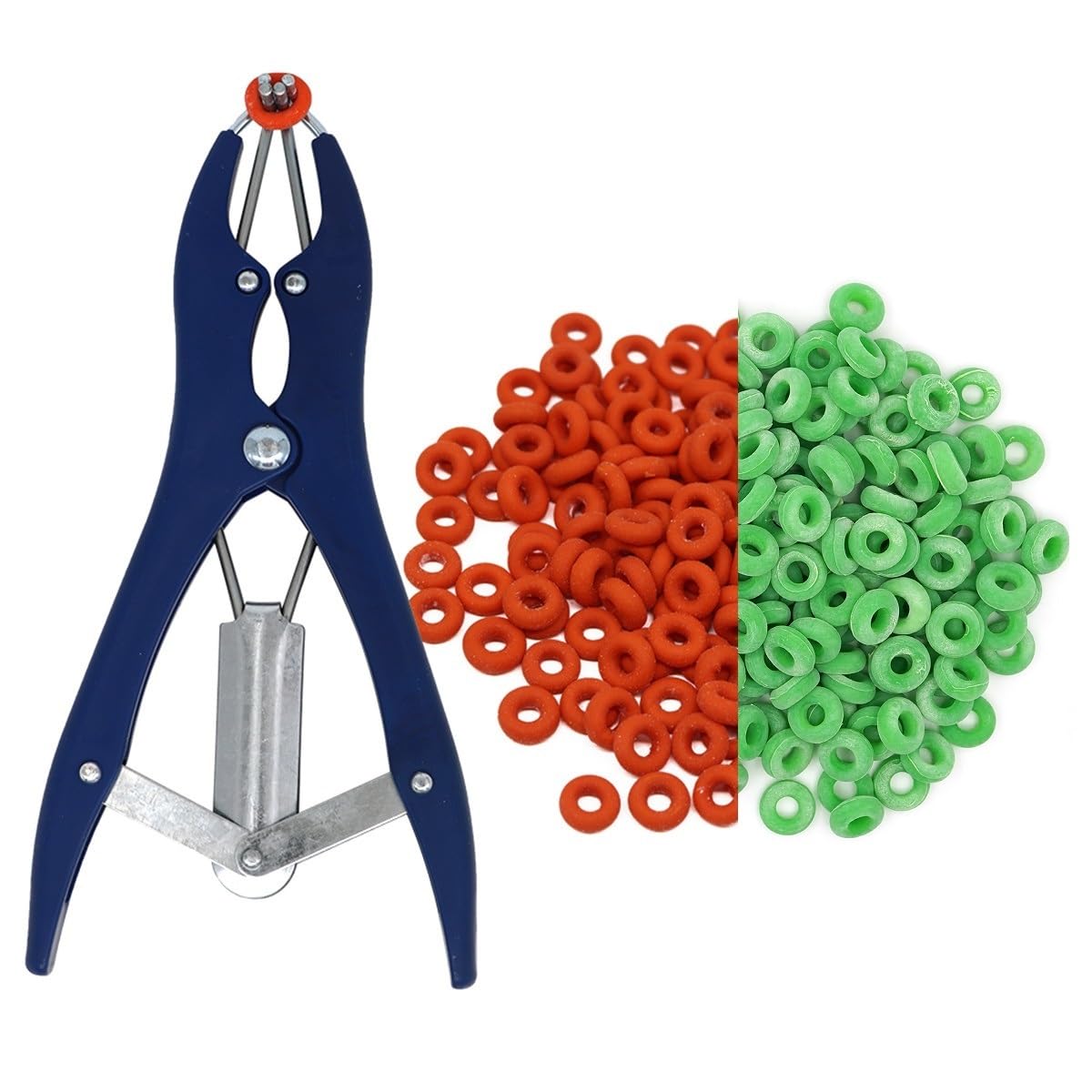 MUYIRTED Pig Castration Pliers with 100 Rubber Rings - Metal Pliers Kit, Christmas Balloon Tool, can Help Place Small Gifts