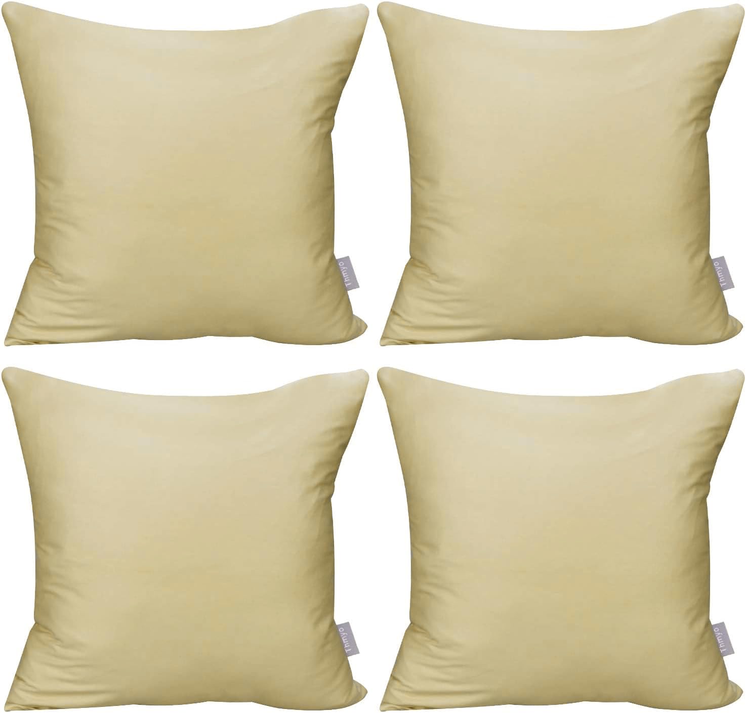 4 Pack Pillow cover,Cotton Comfortable Solid Decorative Throw Pillow Case Square Cushion Cover Pillowcase (Cover Only,No Insert)(20x20inch/50x50cm, Khaki)