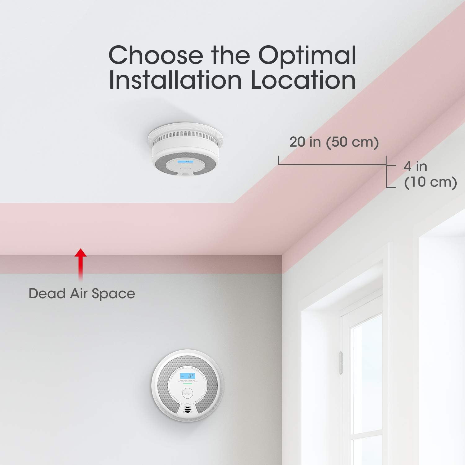 X-Sense 10-Year Battery (Not Hardwired) Combination Smoke & Carbon Monoxide Alarm Detector with LCD Display, Compliant with UL 217 & UL 2034 Standards, SC07 - - 