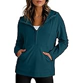 Dokotoo Hoodies for Women Soft Fleece Half Zip Up Hoodie Long Sleeve Casual Pullover Oversized Sweatshirt Hooded Tops