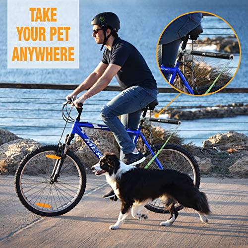180° Rotating Dog Bike Leash - Quick Attach, Detachable, Adjustable, Shock Absorbers, Carbon Fiber