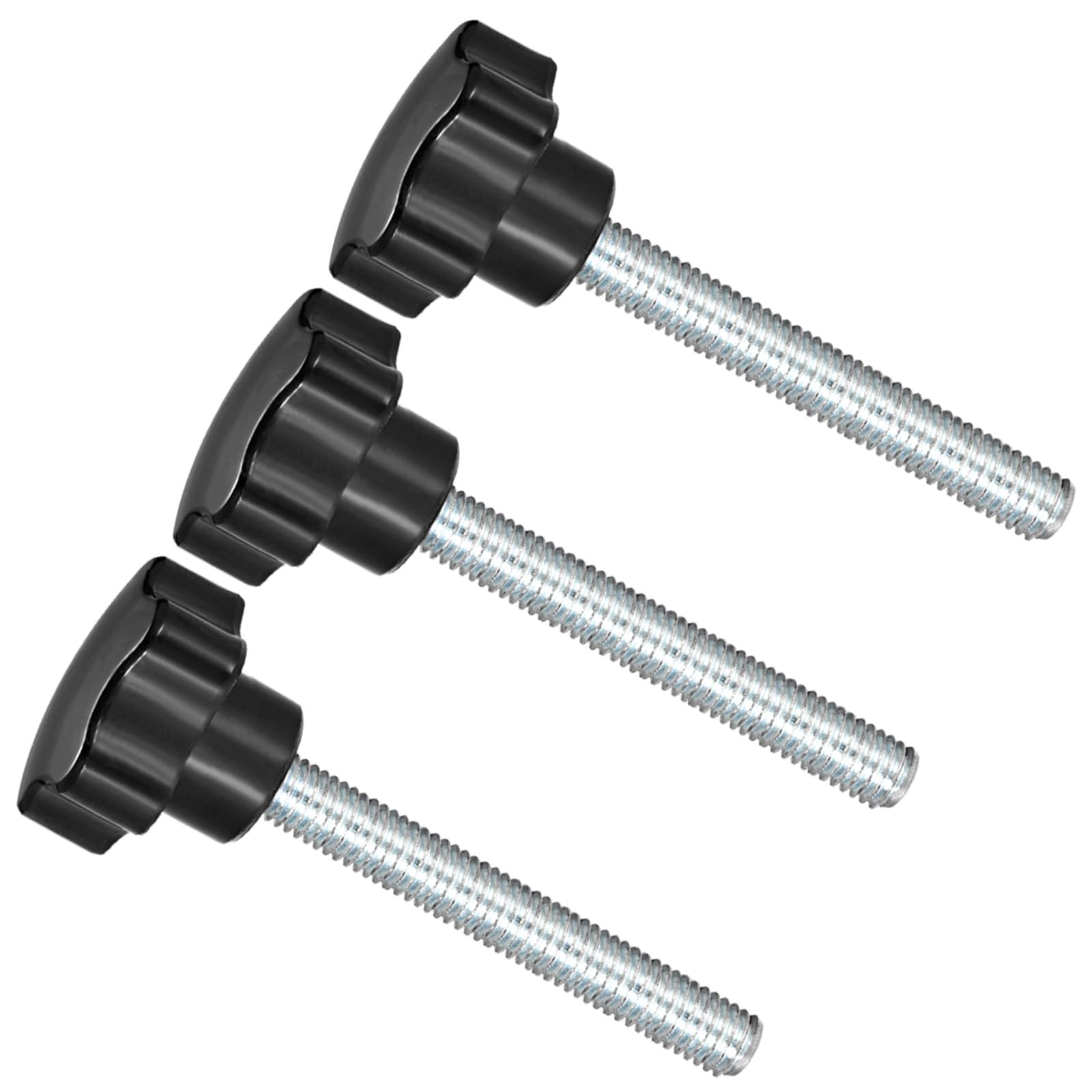CoCud Star Clamping Knobs, M10 x 80mm Male Thread 35mm Head, Plastic Thumb Screw Grip Hand Knobs Threaded Bolt Black - (Applications: for Lathe Machinery), 3-Pieces