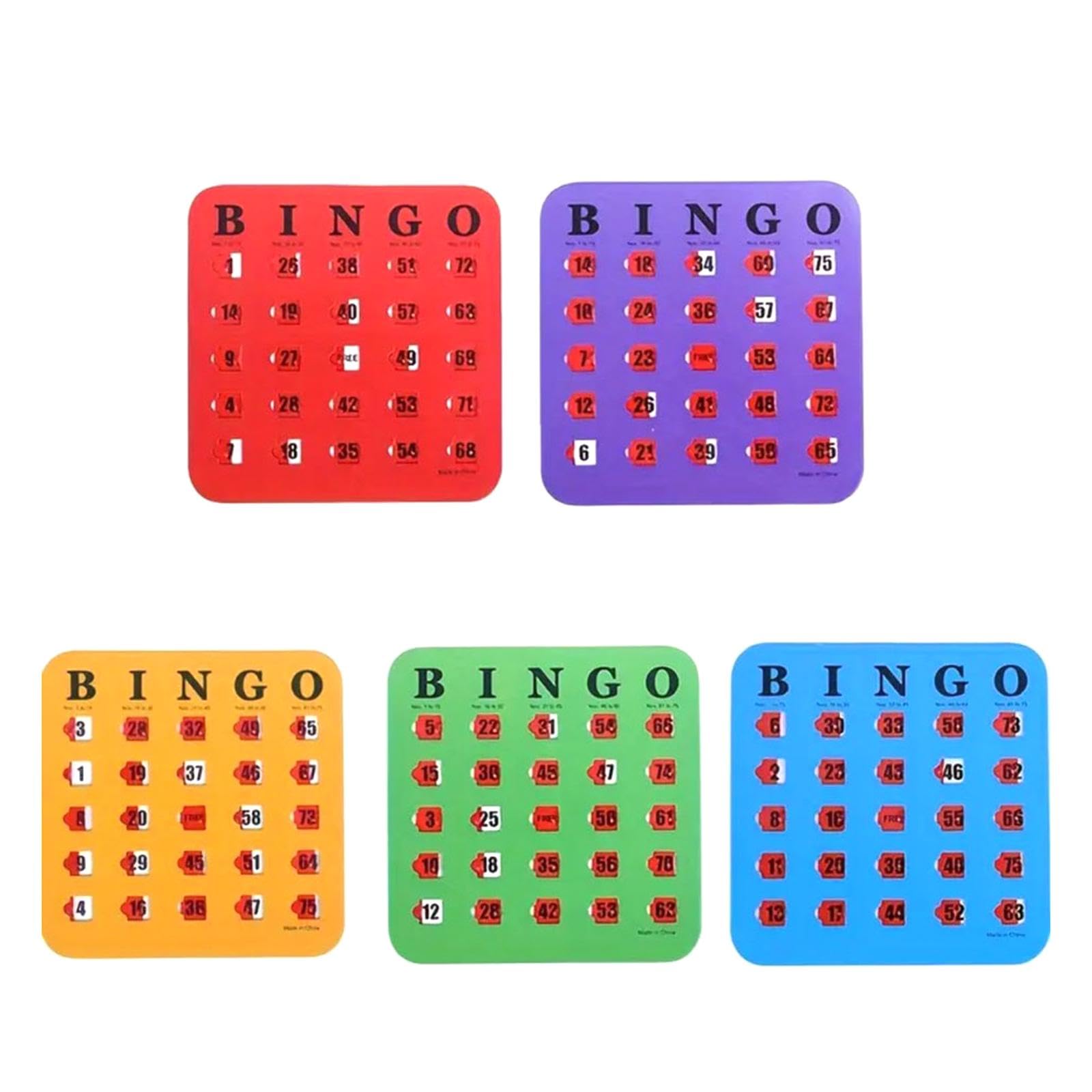 harayaa 5x Large Print Bingo Cardboard Party Games, Easy to Read Bingo Cards with Sliding Window for Seniors