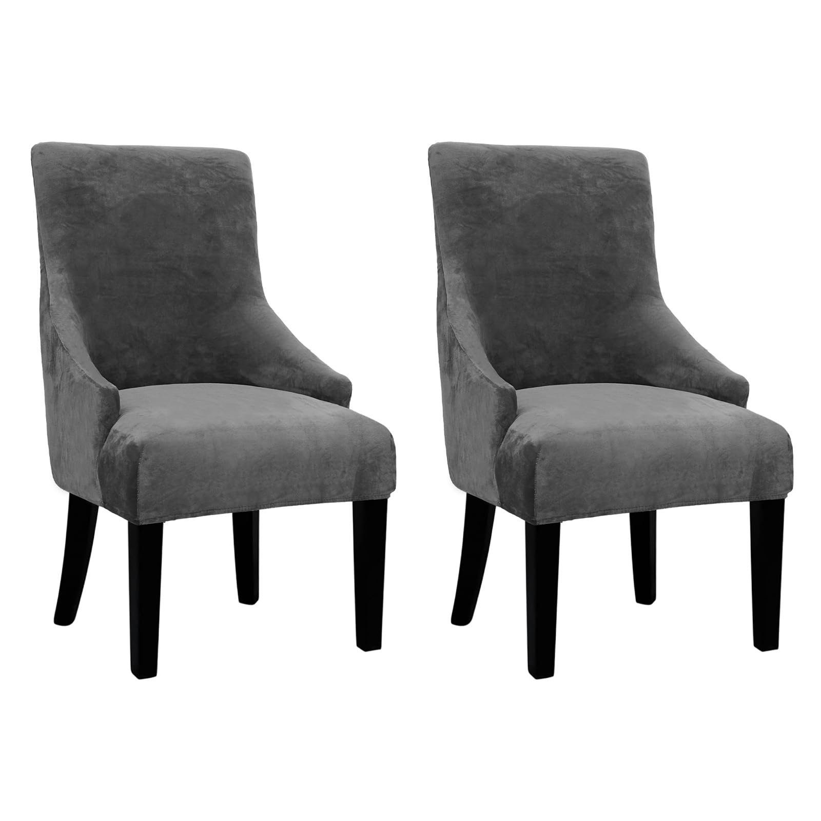 Photo 1 of Velvet Wingback Dining Chair Cover Soft Stretch Accent Chair Cover Slipcover Thick Plush Wing Back Chairs Covers Furniture Protect Washable Chairs Protector Covers for Dining Room (Dark Grey, 2)