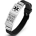 Theluckytag Medical Bracelets for Men Women with QR Code Medical Alert ID Bracelets for Sport Travel - Silicone Waterproof Wristband Fits Wrists Up to 8 inches - More Space Custom Emergency Medic ID Alert Information