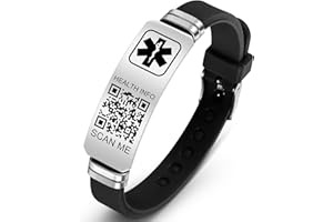 Theluckytag Medical Bracelets for Men Women with QR Code Medical Alert ID Bracelets for Sport Travel - Silicone Waterproof Wristband Fits Wrists Up to 8 inches - More Space Custom Emergency Medic ID Alert Information