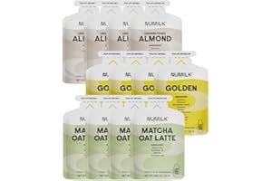 Numilk Pouches Variety 12-Pack (4 - Unsweetened Almond / 4 - Golden / 4 - Matcha Oat) - Creamy Plant-Based Milk in Seconds - Easy-to-Use with the Numilk Nut Milk Maker Machine - One Pouch Makes 32oz