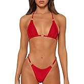MIKETAI Sexy Bikinis for Women 2 Piece Bikini Spaghetti Strap Swimsuits Solid Color Bathing Swimwear Triangle Bathing Suit