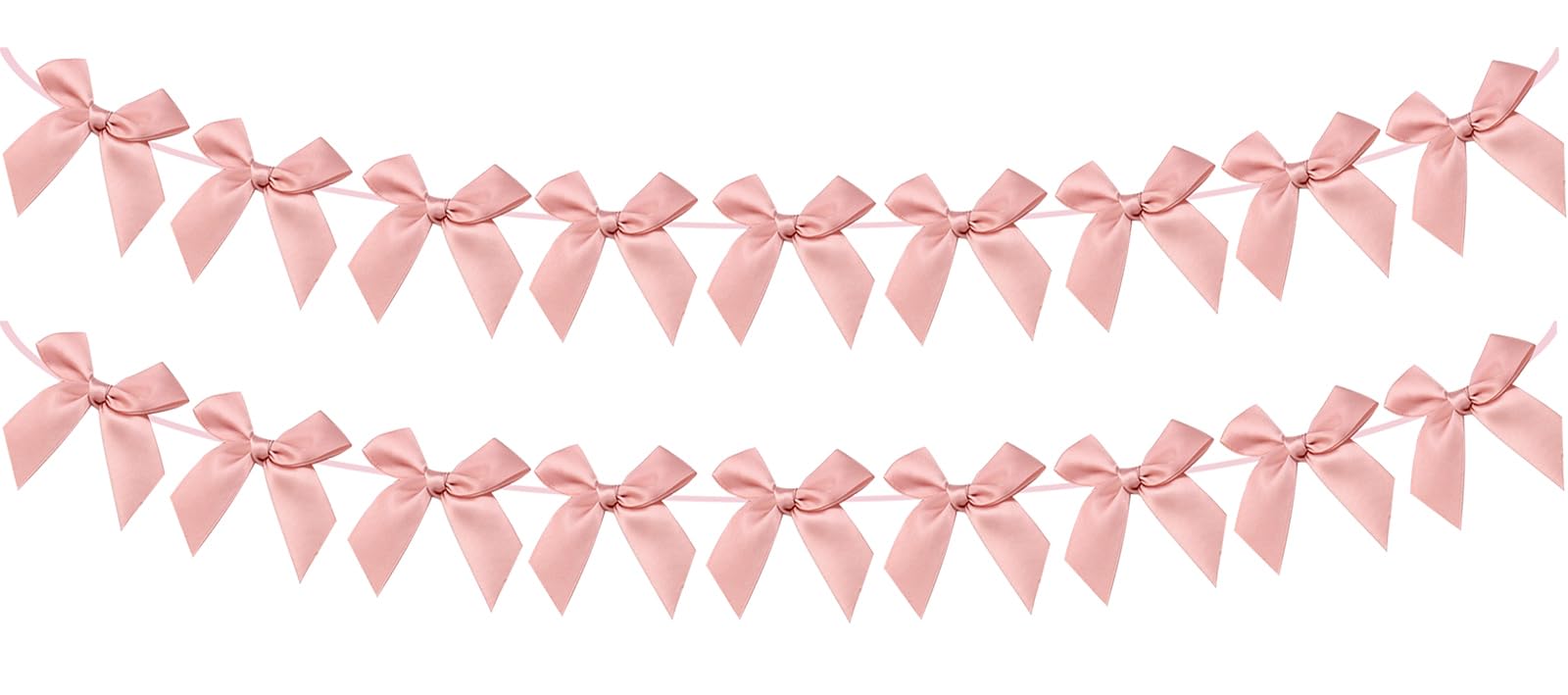 Photo 1 of 2pcs Bow Garland Banner, Ribbon Bow Party Decorations for Baby Shower Girls Bow Coquette Birthday Party Decor (Peach Pink)