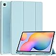 KuRoKo Galaxy Tab S6 lite 10.4 2022/2020 Case with Pen Holder- Lightweight Shockproof Cover with Clear Transparent Back Shell for Galaxy Tab S6 lite 10.4 (SM-P610/P613/P615/P619)-Blue