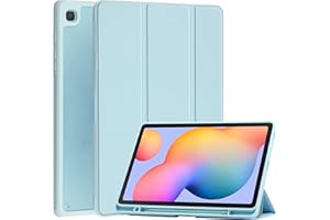 KuRoKo Galaxy Tab S6 lite 10.4 2022/2020 Case with Pen Holder- Lightweight Shockproof Cover with Clear Transparent Back Shell for Galaxy Tab S6 lite 10.4 (SM-P610/P613/P615/P619)-Blue