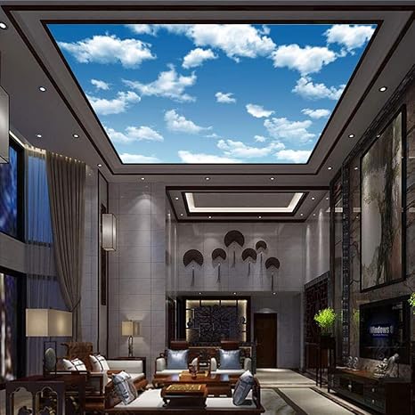 Dreidimensionale himmelblaue Himmel weiße Wolke Tapete Decke Wandbild