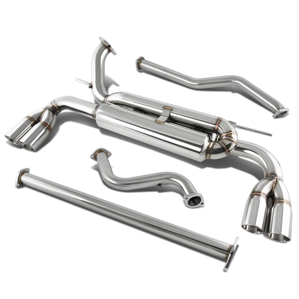 J2 Engineering J2CBEDS030 Quad Rolled Tip Catback Exhaust System Replacement for Ford Focus Hatchback
