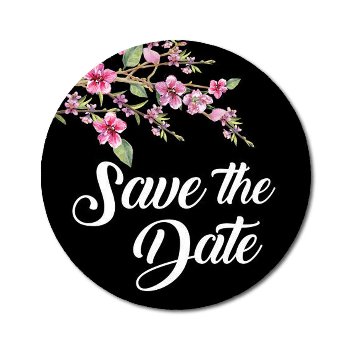 Darling Souvenir Round 1.6 Inches Black Blossom Save The Date Stickers Envelope Seals-45 Pcs