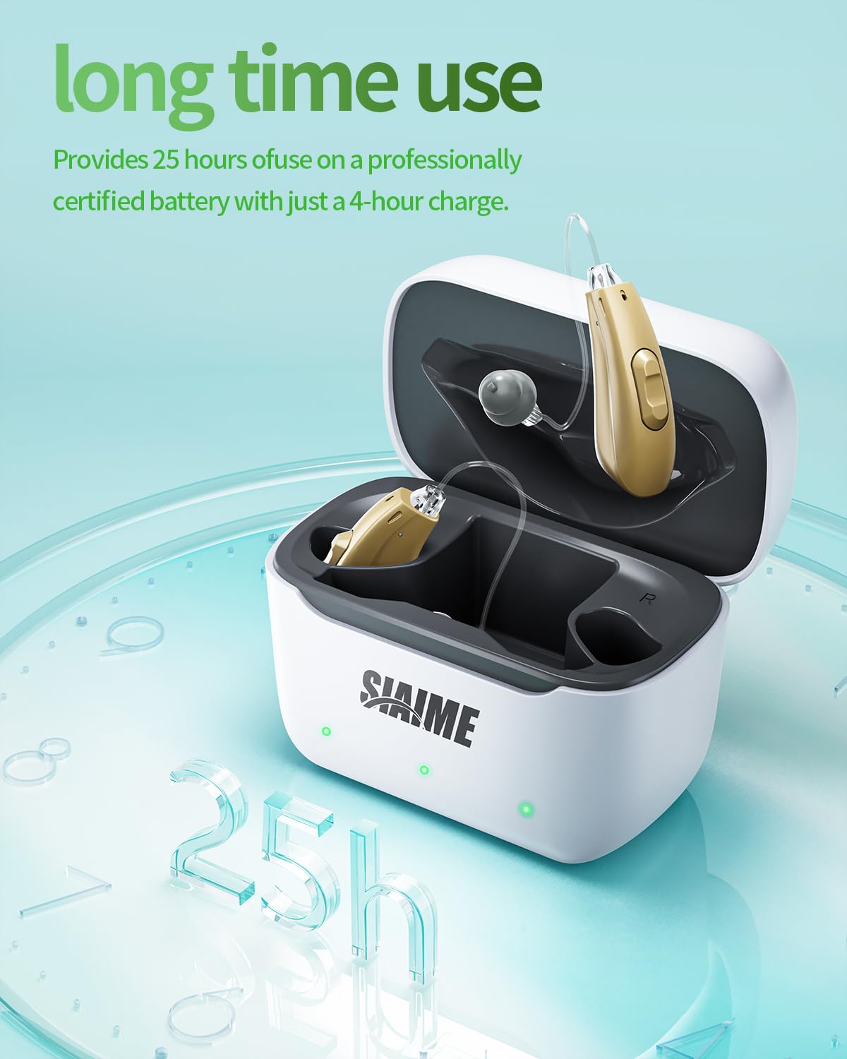 Hearing Aids for Seniors&Adults SIAIME OTC Rechargeable Digital BTE Not Hearing Amplifiers with Intelligent Noise Reduction Volume Control Comfort Design Portable (L+R)