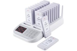 YYCALLING Restaurant Pager System,Wireless Guest Calling System,Social Distancing Keeping 20 Pagers Buzzers Waiting Paging System for Coast Hotel(White)