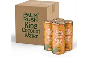 PALM RUSH King Coconut Water – 100% Natural, Non-GMO, Gluten-Free, No Added Sugar, Rich in Electrolytes, Vegan, 250ml Aluminu