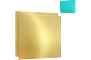 CHUDENG 2 Pcs Brass Sheet, 6" x 6" x 0.01'', 28 Gauge(0.3mm) Thickness, No Scratches, Double-Side Film Attached Brass Plates