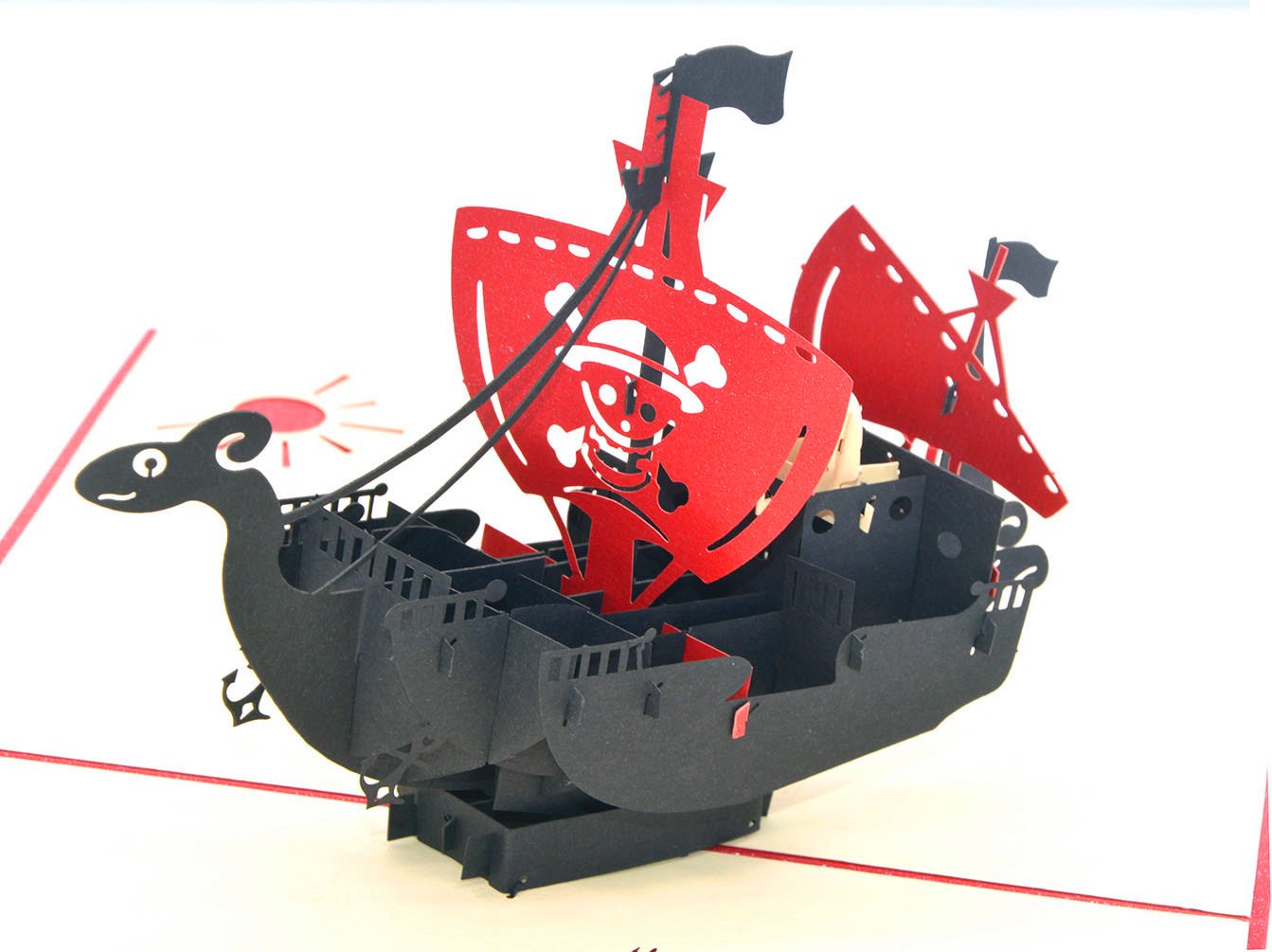 Medigy 3D Pop Up Greeting Cards Pirate Boat Blank Cards for Most Occastions
