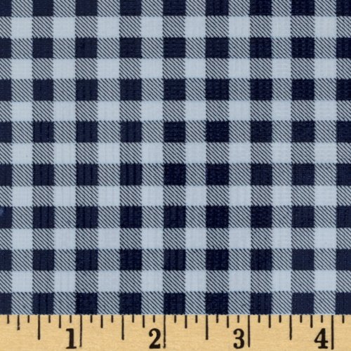 Oilcloth Gingham Navy Fabric By The Yard