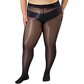 GIFTPIXIE Shiny Tights for Women, Plus Size Black Sheer Ultra Shimmery Pantyhose, Sexy Oil Glossy Stockings Nylon