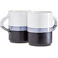 Coffee Mugs Set of 2-18Oz Microwave & Dishwasher Safe Unique Style Ombre Printed Coffee Mug - Durable Stoneware Coffee Cups for Tea, Latte & Hot Chocolate (Black)
