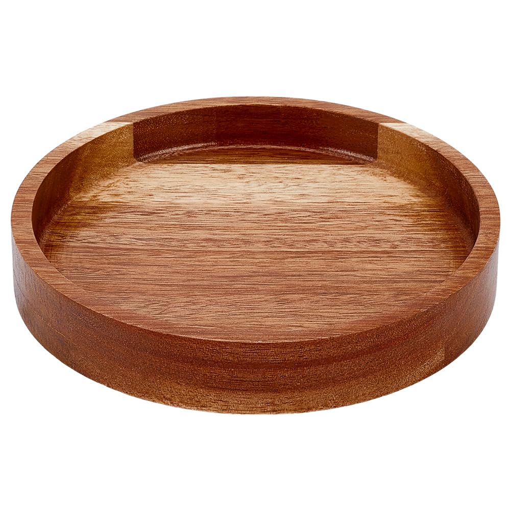 Photo 1 of MAYJOYDIY 5.9Inch Round Wood Serving Tray Acacia Wood Decorative Serving Platter Small Charcuterie Board Solid Trays for Cookie Dessert Party Food Kitchen Platter Tray Cheese Board