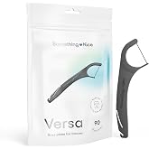 SOMETHING NICE Versa Floss Picks for Braces - Mint Flavored Flossers with Rubber Band Hook &amp; Tongue Scraper, Braces Floss Picks with Xylitol for Protection 90-Pack
