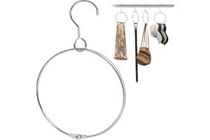 HARHANA 2 Pack Belt Organizer for Closet, Closet Hanger Organizer, Chrome Ring Hanger for Belts Ties Scarves and Accessory Storage