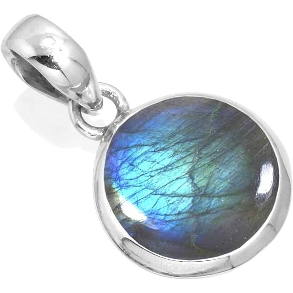 JEWELOPORIUM Colgante hecho a mano de plata de ley 925 para mujer, 12 x 16 pulgadas, con piedras preciosas ovaladas, joyería de plata para regalo (99538_P), Plata esterlina Gema, concha de