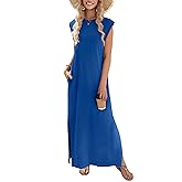 Zeagoo Summer Dresses for Women 2026 Black Long Maxi Sundresses Loose Split Wrinkle-Free Beach Travel Vacation Clothes