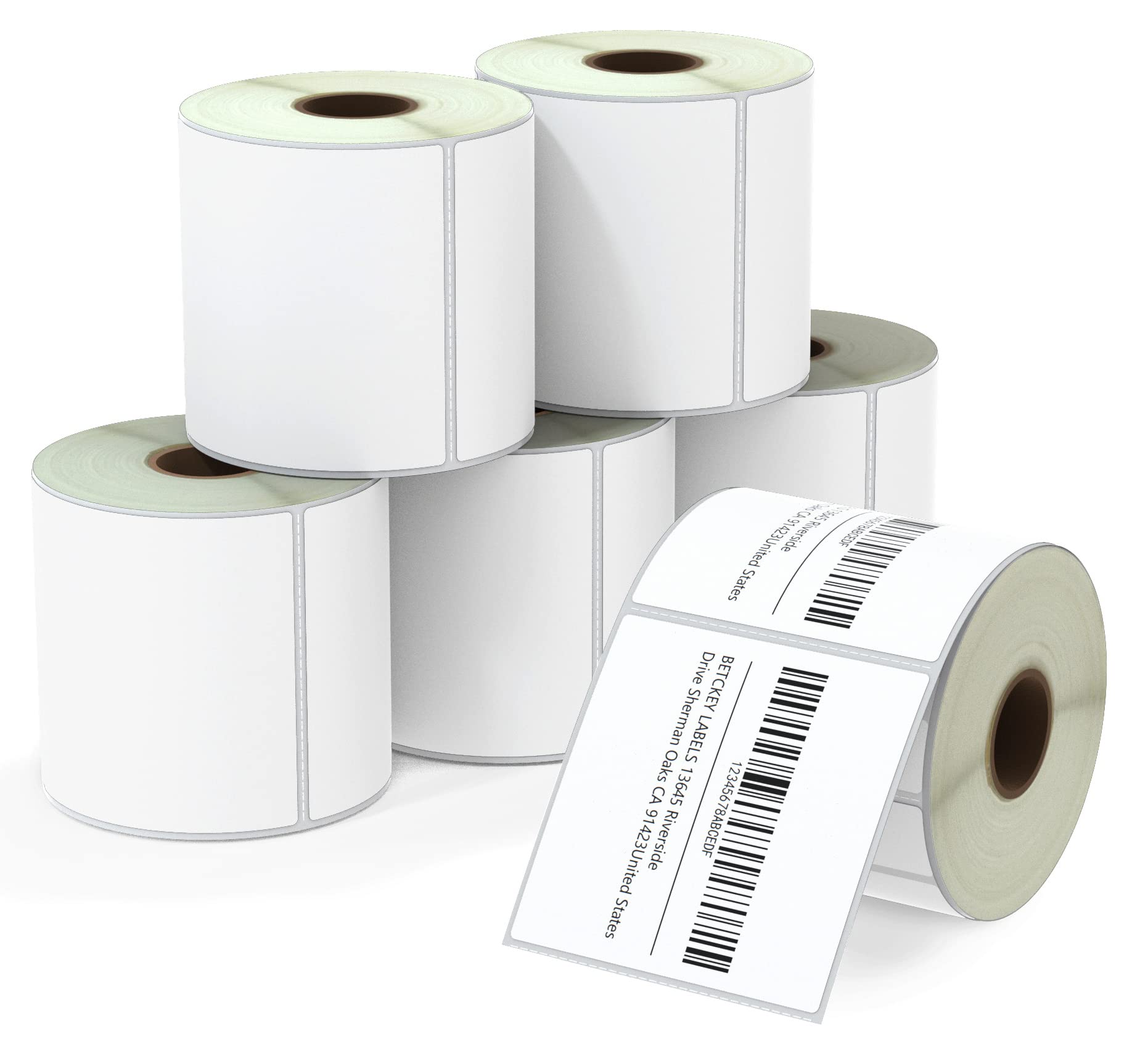 BETCKEY - 76mm x 76mm (3 in x 3 in) Multipurpose & Large Square Thermal Labels, 3000 Perforated Labels (6 Rolls), Compatible with Zebra & More Printers