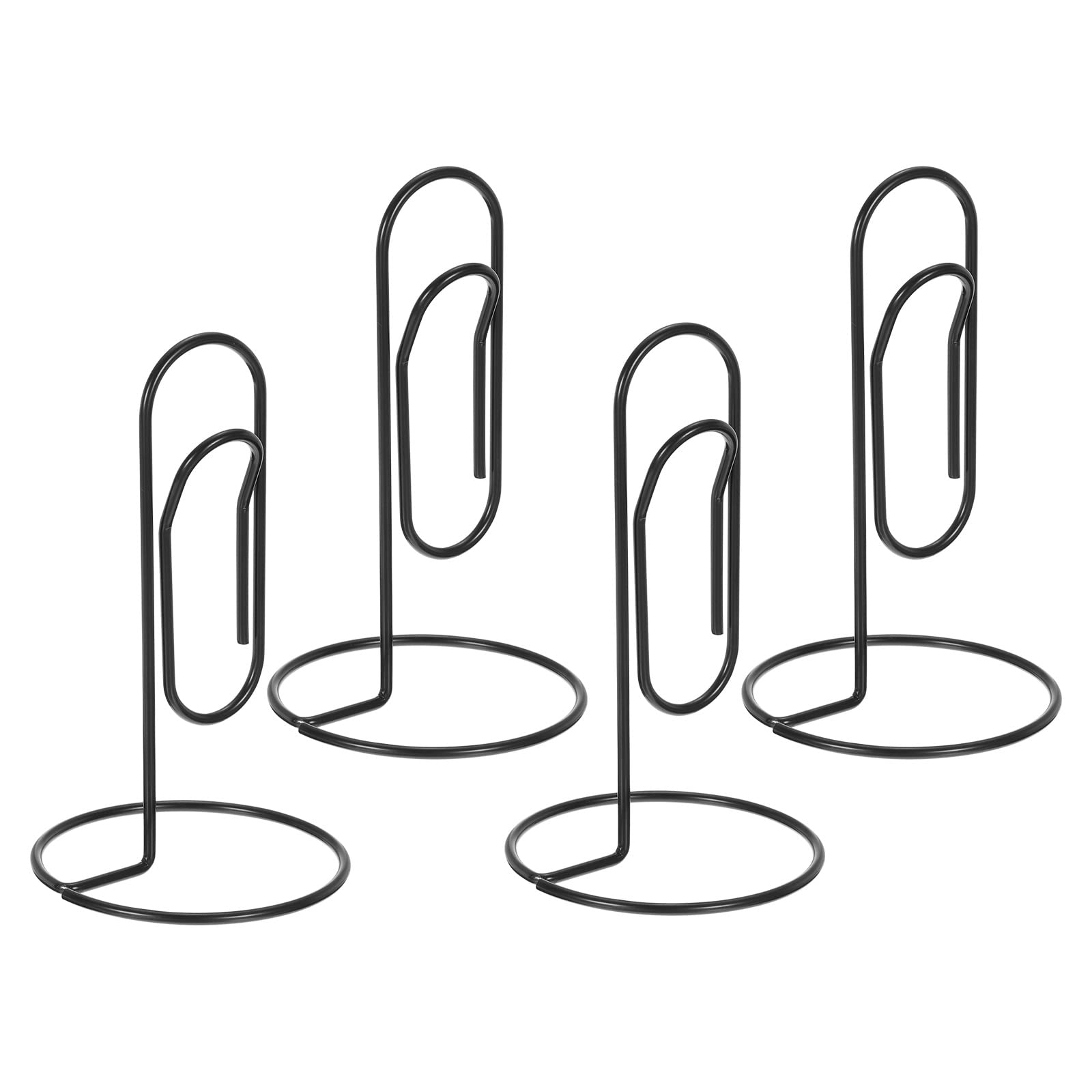 PATIKIL Place Card Holder, 4 Pack Memo Clip Holder Stand Table Number Holders Paper Clip Shape for Pictures Note Card Paper, Black