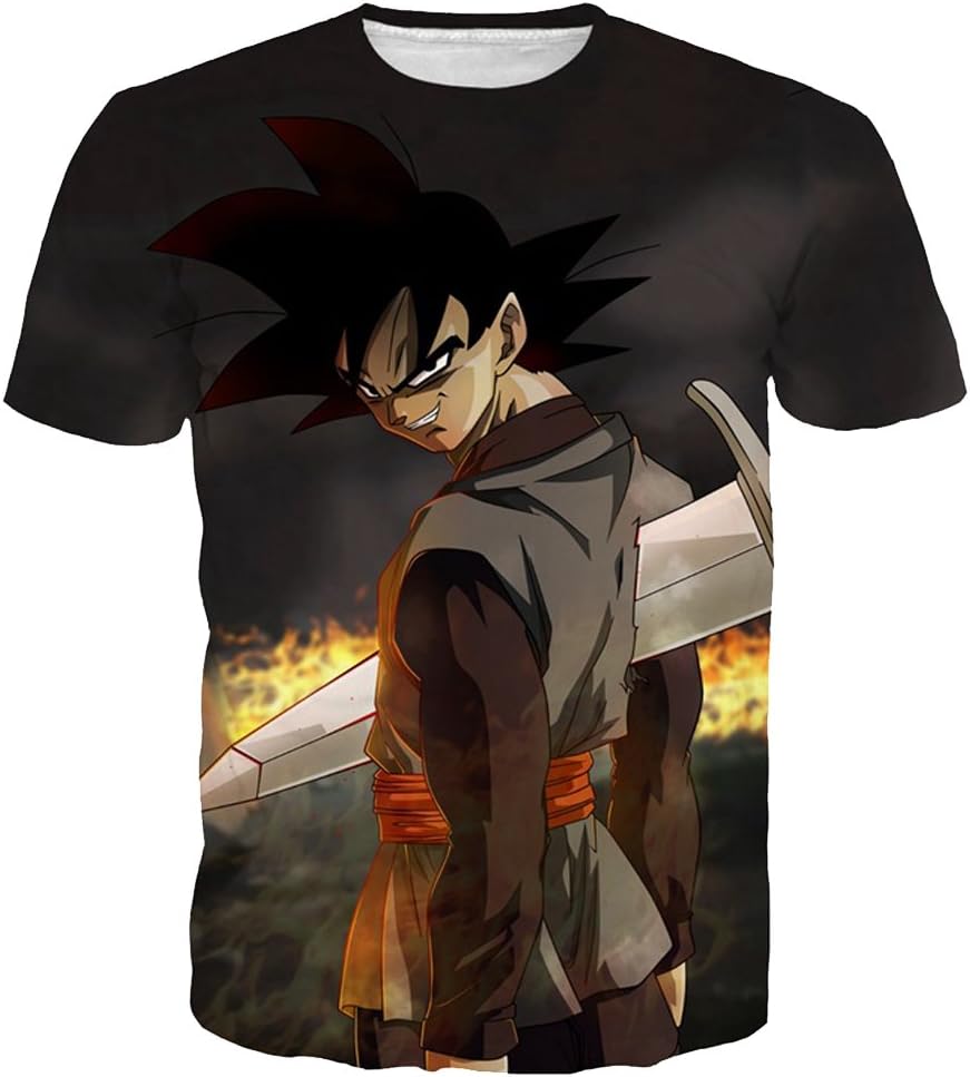 Yangxinyuan Summer New Unisex Creative Short Sleeve Dragon Ball 3D Goku Print T-Shirt