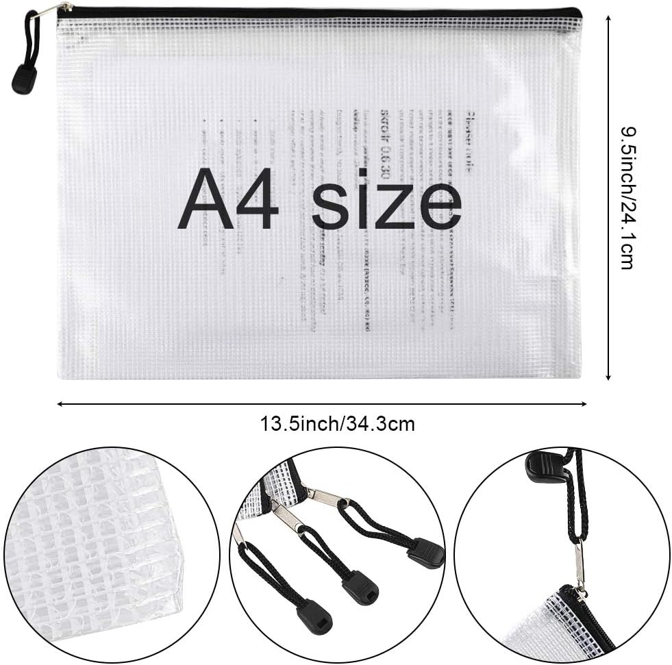EOOUT 24pcs Mesh Zipper Pouch Document Bag, Plastic Zip File Folders, Letter Size/A4 Size, Black, for School Office Supplies, Travel Storage : Office Products