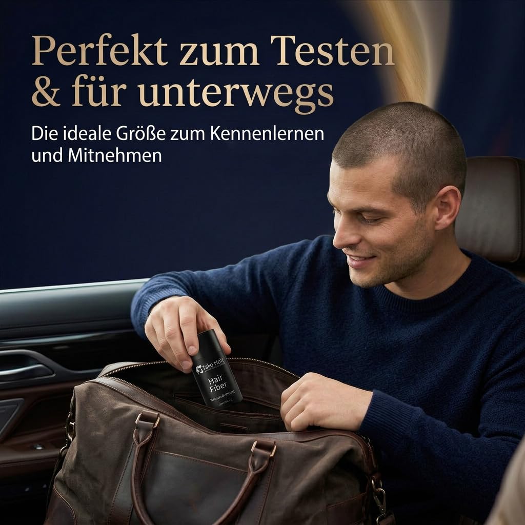 Take Hair Streuhaar für Männer I Hält bei Regen und Wind I 7g Schütthaar zur Haarverdichtung I Hair Fibers I Haarpulver I Streuhaar Männer bei Haarausfall I Haarpuder (Streuhaar Dunkelbraun) 3