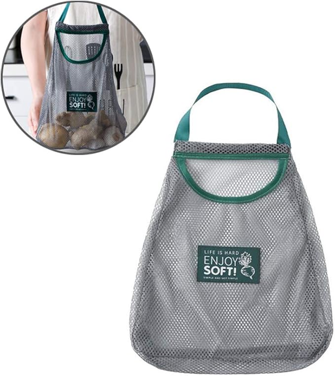 Reusable Hanging Mesh Produce Bags Mesh Cotton Shopping Tote Handbag