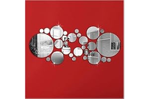 DIY Mirror Wall Sticker, OMGAI Removable Round Acrylic Mirror Decor of Self Adhesive Circle for Art Window Wall Decal Kitchen Home Decoration, 30Pcs