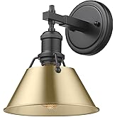 Golden Lighting Yep Orwell 1-Light Vanity in Matte Black and Brushed Champagne Brass Shade