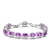 Hermosa Silver Oval Gemstone Tennis Bracelet | Silver Bracelets for Women | Size 7-8 Inch