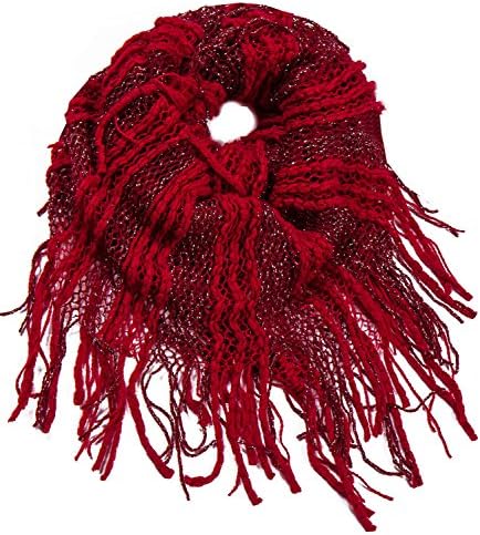 AOLOSHOW Winter Crochet Knit Fringe Infinity Loop Scarf, Various Styles & Colors