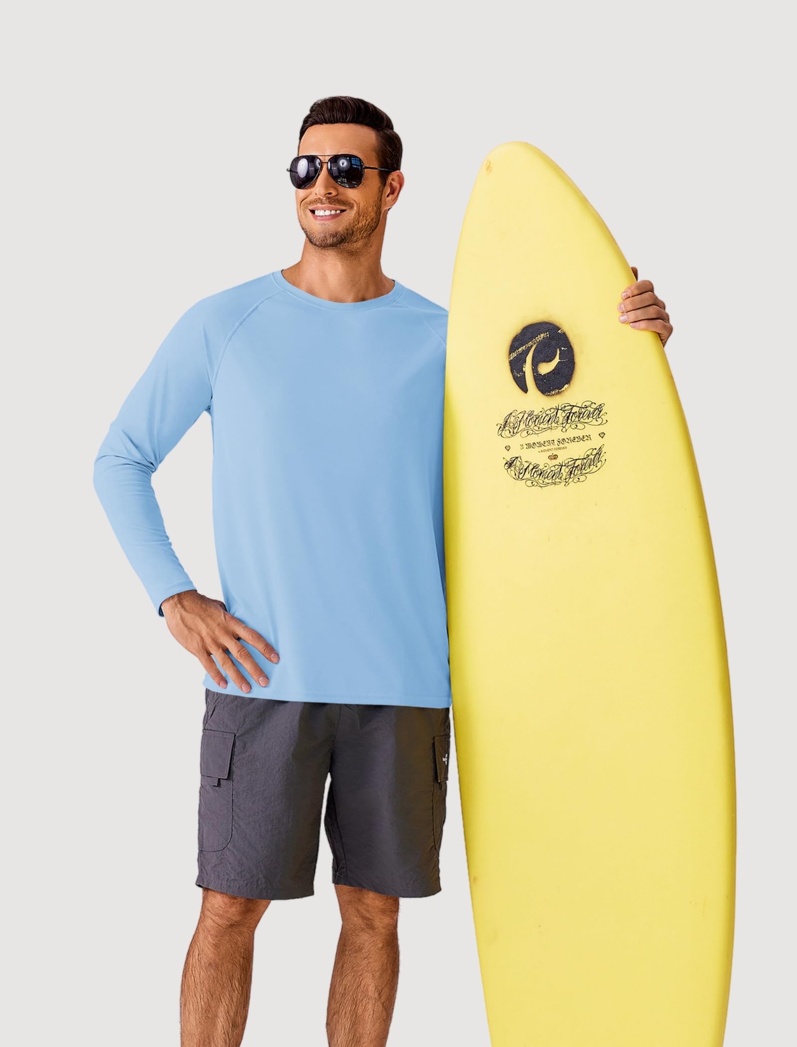 PINSPARK Men's Swim Shirt Quick-Dry Long Sleeve Rash Guard for Men UPF 50+ Light Pullover Sun Protection UV Fishing Shirts