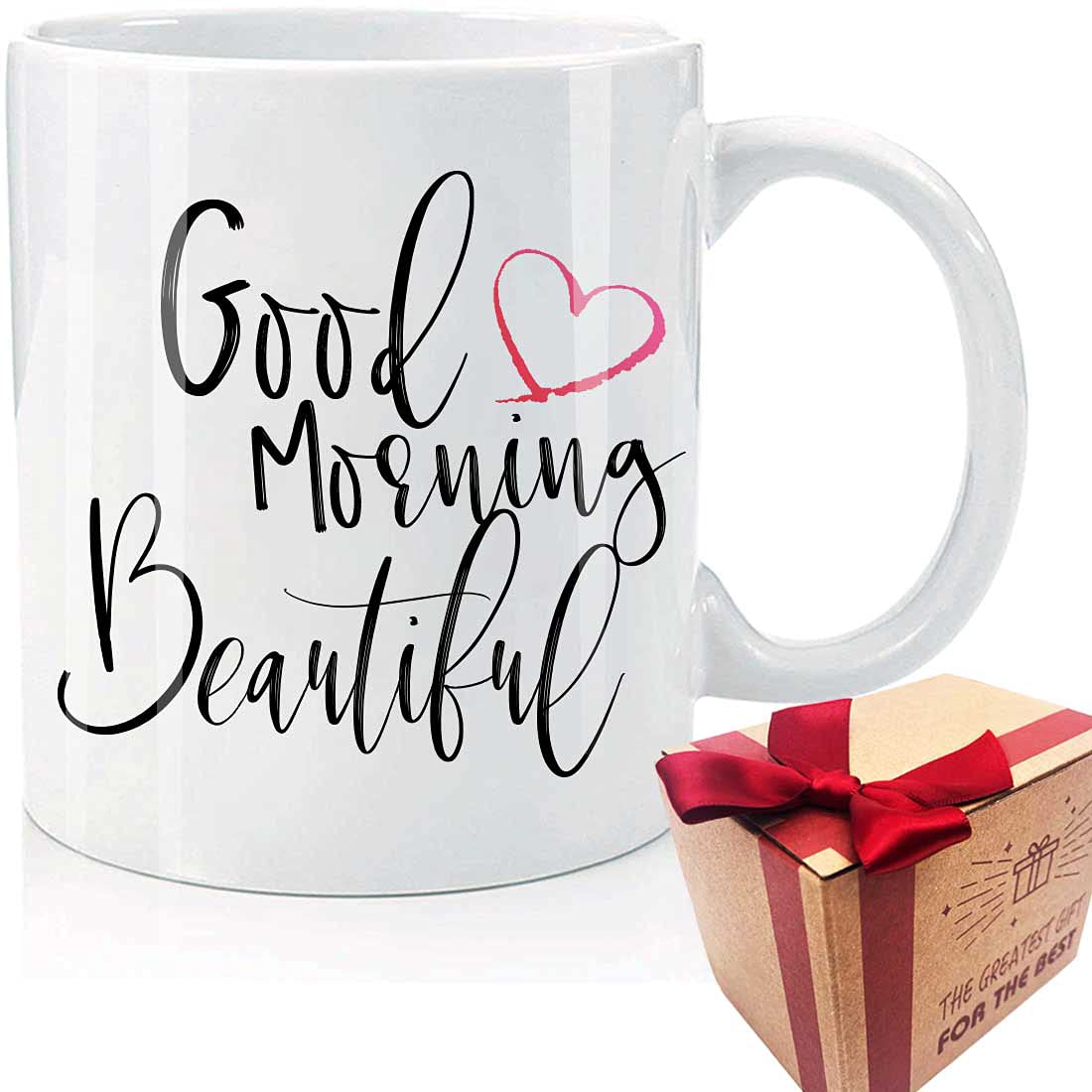 Good Morning Beautiful Coffee Mug Birthday Gift for Women, Sarcastic Gag Christmas Anniversary Mug Gift, Inspirational Gifts for Fashions Lovers Beautiful Woman Lady Friends Sister Daughter Girlfriend