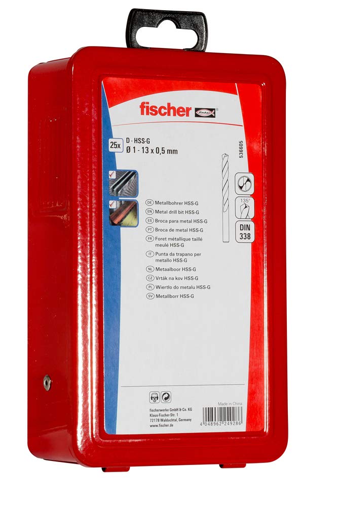 fischer Metal Drill Bit Set, 1-13 mm, 25-Piece, HSS Steel, Spiral Drill Bits for Metal & Non-ferrous Metal - Image 4
