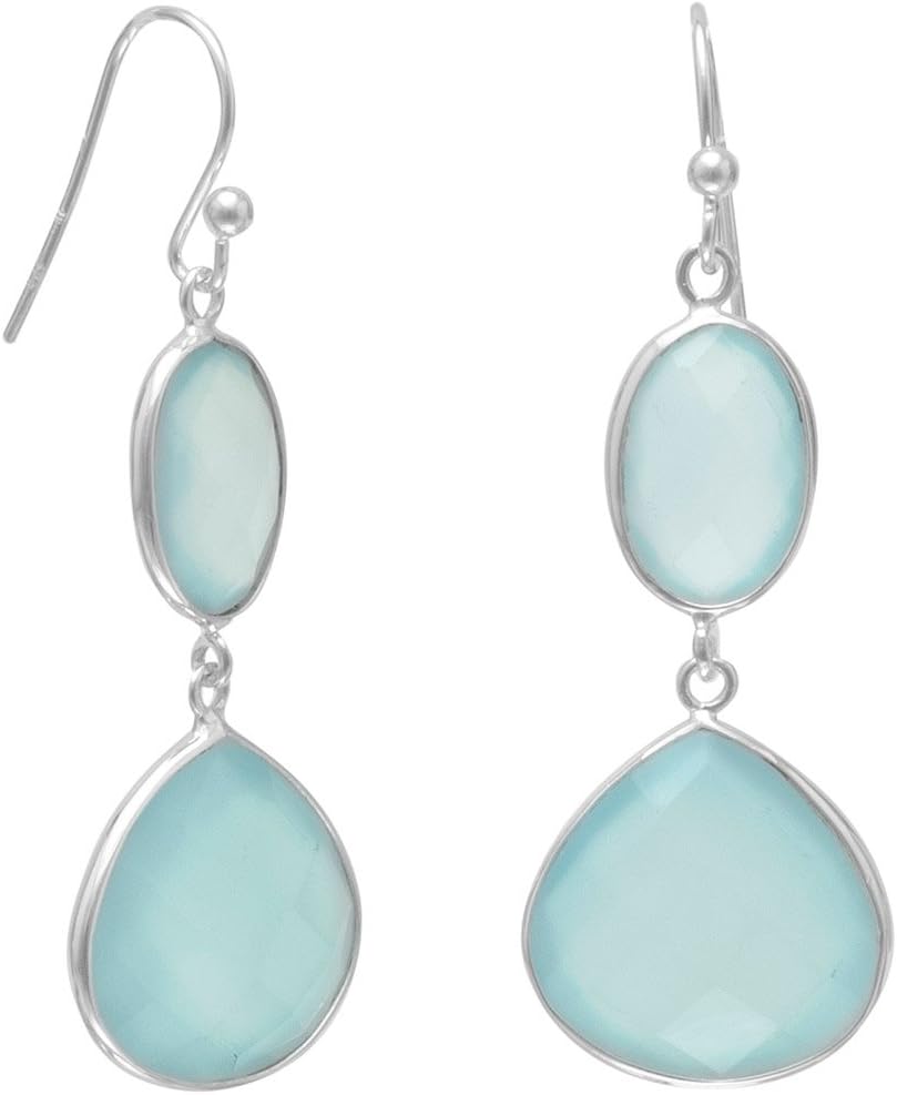 Sea Green Chalcedony Sterling Silver Drop Earrings
