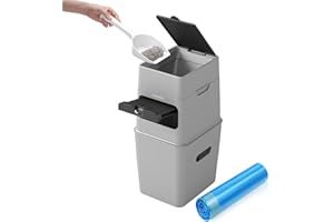 Neakasa PooGuard Litter Disposal Bin, 9.2L Trash Can for Cat Litter, Dog Waste & Diapers, with Viewing Window, Wider Opening, and 4-Month Refill Bag (Grey)